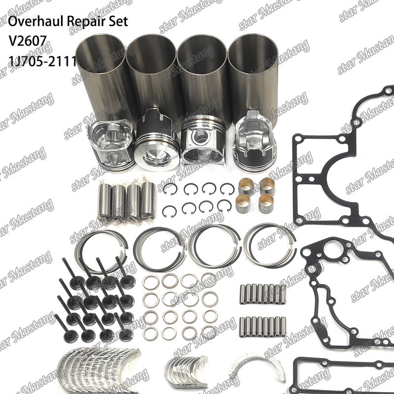 V2607 Kit di riparazione e ristrutturazione del cilindro di rivestimento del pistone con pin Kit Valvola di sedile Valvola di guida Kit di guarnizione per Kubota