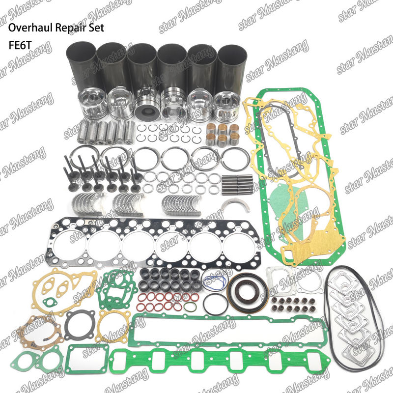 FE6 12V Kit di riparazione di riparazione cilindro liner Kit di pistoni Kit di guarnizione Kit di guida del sedile della valvola Cuscinetto principale Cuscinetto con canna Cuscinetto per Hino