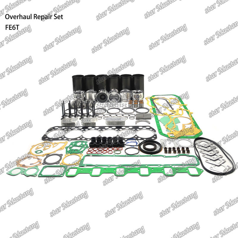 FE6 12V Kit di riparazione di riparazione cilindro liner Kit di pistoni Kit di guarnizione Kit di guida del sedile della valvola Cuscinetto principale Cuscinetto con canna Cuscinetto per Hino