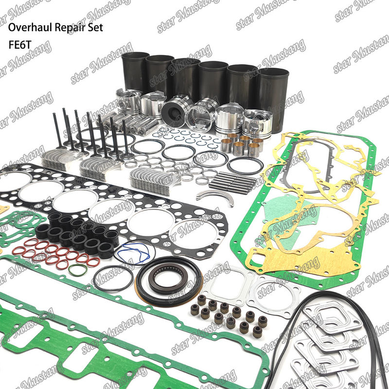 FE6 12V Kit di riparazione di riparazione cilindro liner Kit di pistoni Kit di guarnizione Kit di guida del sedile della valvola Cuscinetto principale Cuscinetto con canna Cuscinetto per Hino