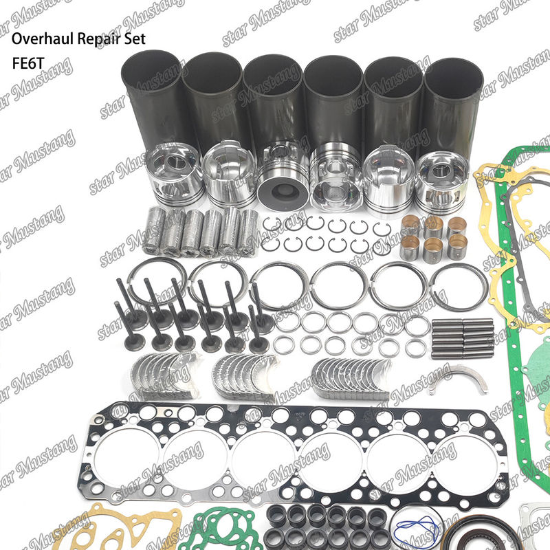 FE6 12V Kit di riparazione di riparazione cilindro liner Kit di pistoni Kit di guarnizione Kit di guida del sedile della valvola Cuscinetto principale Cuscinetto con canna Cuscinetto per Hino