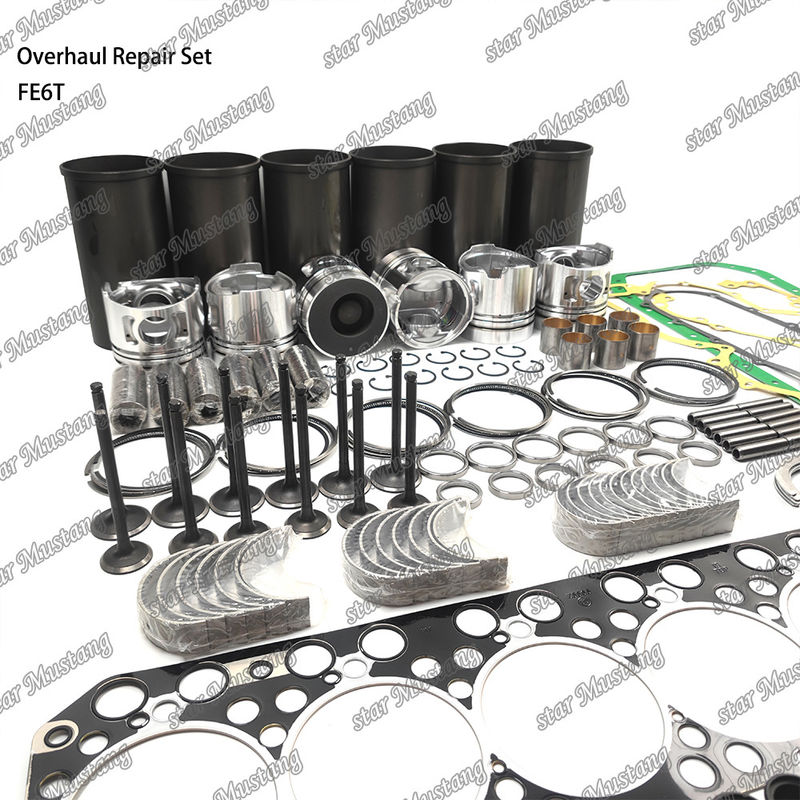 FE6 12V Kit di riparazione di riparazione cilindro liner Kit di pistoni Kit di guarnizione Kit di guida del sedile della valvola Cuscinetto principale Cuscinetto con canna Cuscinetto per Hino