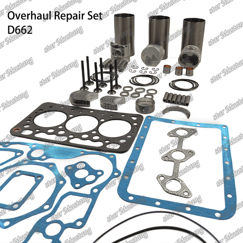 D662 Kit di riparazione di riparazione del cilindro, del rivestimento del pistone, della guarnizione, della guarnizione del sedile della valvola, del cuscinetto principale, del cuscinetto con canna per Kubota