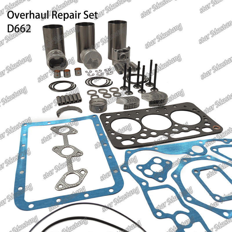 D662 Kit di riparazione di riparazione del cilindro, del rivestimento del pistone, della guarnizione, della guarnizione del sedile della valvola, del cuscinetto principale, del cuscinetto con canna per Kubota