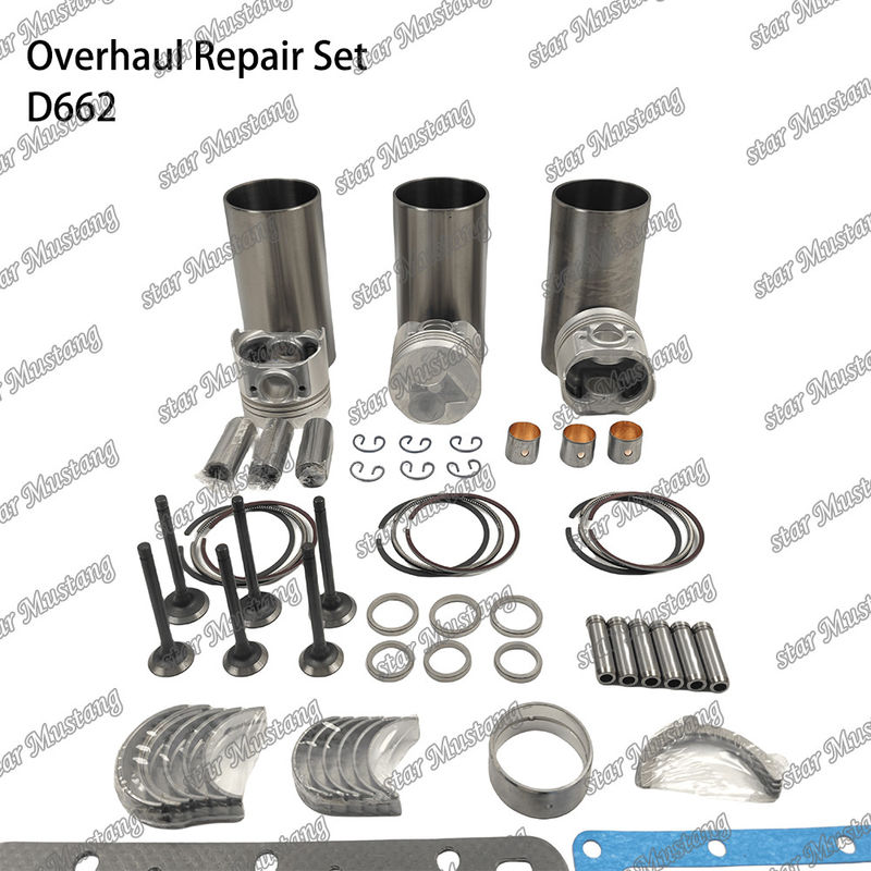 D662 Kit di riparazione di riparazione del cilindro, del rivestimento del pistone, della guarnizione, della guarnizione del sedile della valvola, del cuscinetto principale, del cuscinetto con canna per Kubota