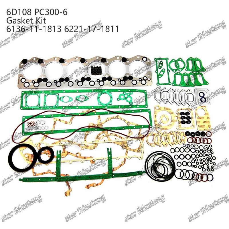 Kit completo di guarnizioni 6D108 PC300-6 6136-11-1813 6221-17-1811 Set di guarnizioni per parti di riparazione di motori diesel Komatsu