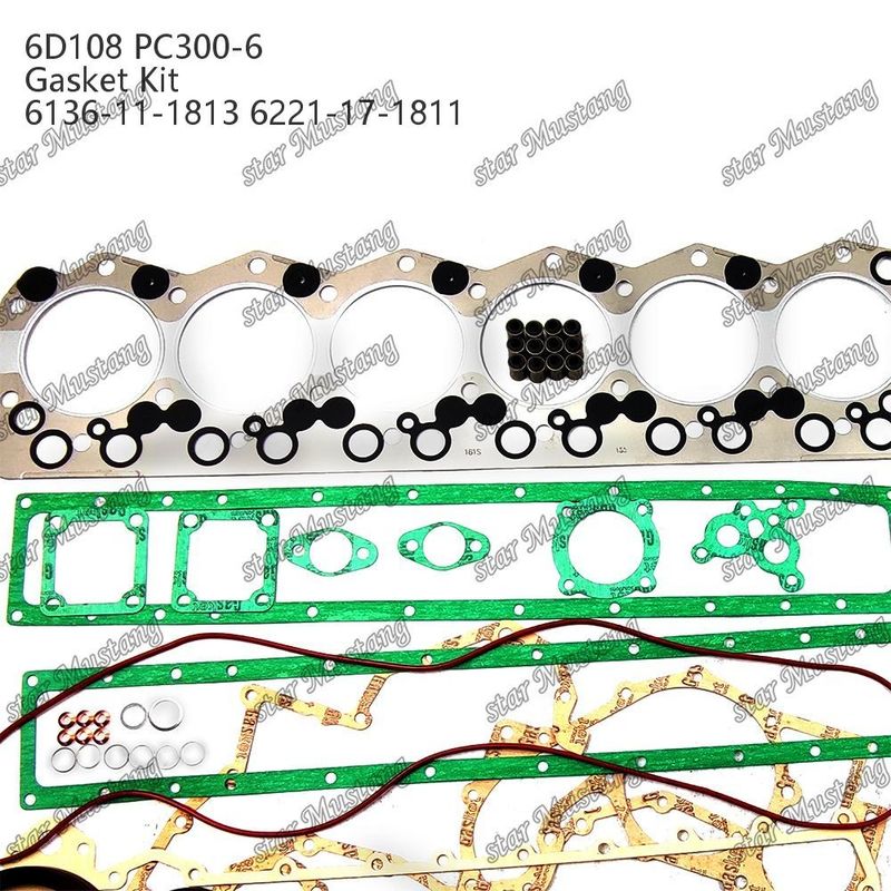 Kit completo di guarnizioni 6D108 PC300-6 6136-11-1813 6221-17-1811 Set di guarnizioni per parti di riparazione di motori diesel Komatsu
