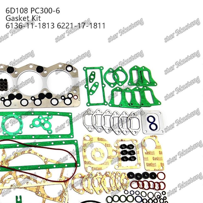 Kit completo di guarnizioni 6D108 PC300-6 6136-11-1813 6221-17-1811 Set di guarnizioni per parti di riparazione di motori diesel Komatsu